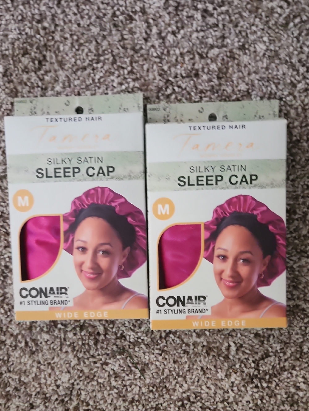 2 Conair× Tamera Mowry Satin Sleep Cap Bonnets Magenta Pink NIB